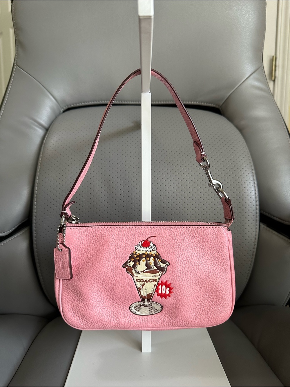 Coach Nolita 19 Sundae Graphic Pink Leather Mini Bag / Wrislet D2432-CU251, VGUC